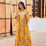 MUSTARD IFAT CAPE AND MAXI DRESS SET