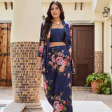 NAVY LISA BLAZER , CROP TOP AND FLAIR PANTS