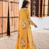 MUSTARD NAAZ CAPE, CROP TOP AND FLAIR PANTS SET OF 3