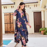 NAVY FLORAL RIA COORD SET OF TWO