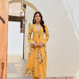 MUSTARD SHIKHA V NECK KURTA AND STRAIGHT PANTS SET OF TWO