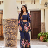 NAVY LISA BLAZER , CROP TOP AND FLAIR PANTS