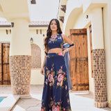 DISHA CROP TOP , LEHENGA & ODHANI SET