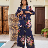 NAVY LISA BLAZER , CROP TOP AND FLAIR PANTS