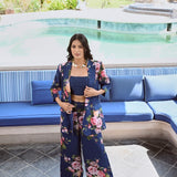 NAVY LISA BLAZER , CROP TOP AND FLAIR PANTS