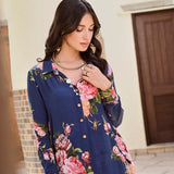 NAVY FLORAL RIA COORD SET OF TWO