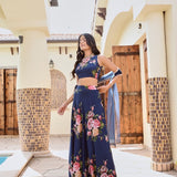 DISHA CROP TOP , LEHENGA & ODHANI SET