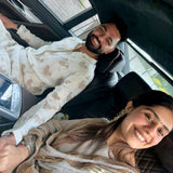 MEHAL KEJRIWAL | GREY ADIVA KURTA, FLARED PANTS & ODHANI SET OF THREE