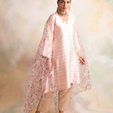 BABY PINK ORGANZA FLORAL ODHANI