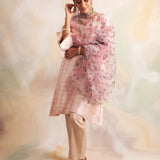 BABY PINK ORGANZA FLORAL ODHANI