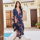 NAVY FLORAL RIA COORD SET OF TWO