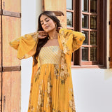 MUSTARD IFAT CAPE AND MAXI DRESS SET