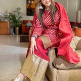 TANAAZ DOSHI | VAANI RED KURTA, SHARARA & ODHANI I SET OF THREE