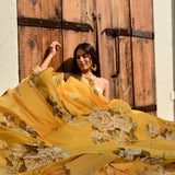 MUSTARD IFAT CAPE AND MAXI DRESS SET