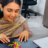 MASOOM MINAWALA | ADIVA GREY CHANDHERI KURTA, FLARED PANTS & ODHANI SET OF THREE