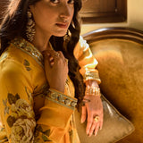 MUSTARD SHIKHA V NECK KURTA AND STRAIGHT PANTS SET OF TWO