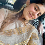 MEHAL KEJRIWAL | GREY ADIVA KURTA, FLARED PANTS & ODHANI SET OF THREE
