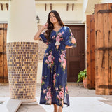 NAVY FLORAL MASHA KAFTAN DRESS