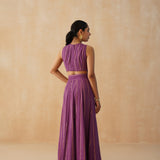 PURPLE DISHA CROP TOP, LEHENGA & ODHANI SET OF THREE