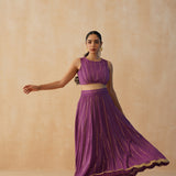 PURPLE DISHA CROP TOP, LEHENGA & ODHANI SET OF THREE