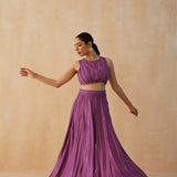 PURPLE DISHA CROP TOP, LEHENGA & ODHANI SET OF THREE