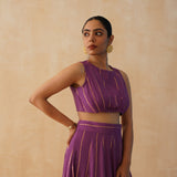 PURPLE DISHA CROP TOP, LEHENGA & ODHANI SET OF THREE