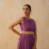 PURPLE DISHA CROP TOP, LEHENGA & ODHANI SET OF THREE