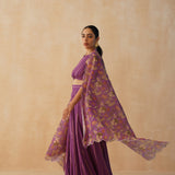 PURPLE DISHA CROP TOP, LEHENGA & ODHANI SET OF THREE