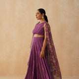PURPLE DISHA CROP TOP, LEHENGA & ODHANI SET OF THREE