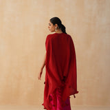 RED KAI CAPE TOP & PANTS SET OF TWO