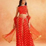 DISHA CROP TOP LEHENGA AND ODHANI SET OF THREE