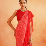 ISHNA PRE STICTHED SAREE WITH BLOUSE SET OF 2