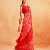 ISHNA PRE STICTHED SAREE WITH BLOUSE SET OF 2