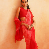 ISHNA PRE STICTHED SAREE WITH BLOUSE SET OF 2
