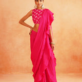 ISHNA PRE STICTHED SAREE WITH BLOUSE SET OF 2