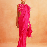 ISHNA PRE STICTHED SAREE WITH BLOUSE SET OF 2