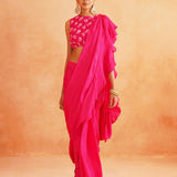 ISHNA PRE STICTHED SAREE WITH BLOUSE SET OF 2