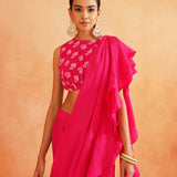 ISHNA PRE STICTHED SAREE WITH BLOUSE SET OF 2