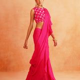 ISHNA PRE STICTHED SAREE WITH BLOUSE SET OF 2