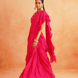 ISHNA PRE STICTHED SAREE WITH BLOUSE SET OF 2