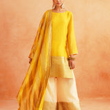 TANAAZ DOSHI | ADIVA PURE CHANDERI KURTA , SHARARA AND ODHANI SET OF THREE