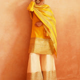 TANAAZ DOSHI | ADIVA PURE CHANDERI KURTA , SHARARA AND ODHANI SET OF THREE