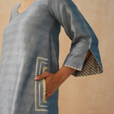 GREY GAURI KURTA, PANTS & ODHANI SET OF THREE