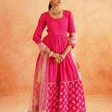 RANI ANARKALI KURTA , PANT AND ODHANI SET OF 3