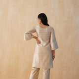 BEIGE GAURI KURTA, PANTS & ODHANI SET OF THREE