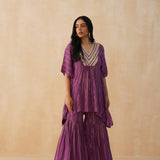 PURPLE MIRA KAFTAN TOP & SHARARA SET OF TWO