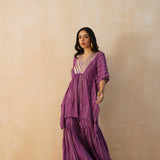 PURPLE MIRA KAFTAN TOP & SHARARA SET OF TWO