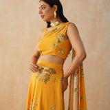 MUSTARD DISHA CROP TOP & LEHENGA SET OF TWO