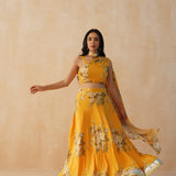 MUSTARD DISHA CROP TOP & LEHENGA SET OF TWO