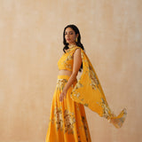 MUSTARD DISHA CROP TOP & LEHENGA SET OF TWO